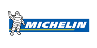 A michelin logo with a cartoon character on it.
