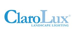 ClaroLux landscape lighting logo in blue, with the word