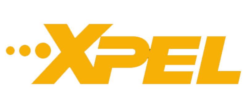XPEL logo in bold yellow text on a white background