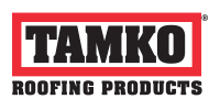 TAMKO Roofing Products logo in black, white, and red