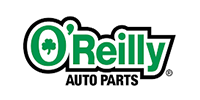 O’Reilly Auto Parts logo with green and black text and a shamrock in the “O”