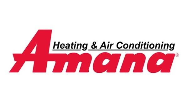 Amana Heating & Air Conditioning logo in red and black on a white background.