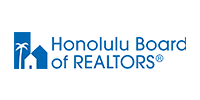 Logo of Honolulu Board of REALTORS, blue square with palm tree, house, and text.