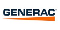 Generac logo in dark blue with orange underline on a white background