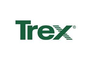 Trex logo in green and white, a composite decking brand.