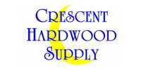 Crescent Hardwood Supply logo in blue text with a yellow crescent moon