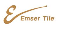 Emser Tile logo in gold script on a white background
