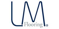 ULM Flooring logo in navy blue with stylized letters on a white background