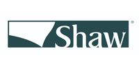 Shaw logo in dark teal with white text on a light background