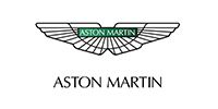 Aston Martin winged logo with black text on a white background