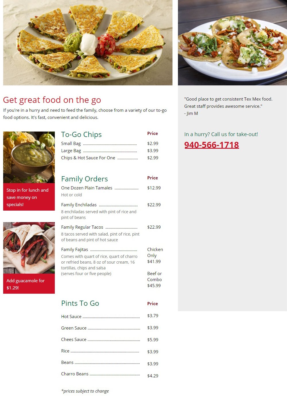 Mazatlan Restaurant TakeOut Menu Denton, TX