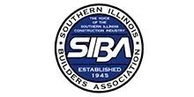 Logo for Southern Illinois Builders Association, featuring a circular design in blue, white, and black.