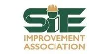 Logo for Site Improvement Association, green text and construction worker icon on white background.