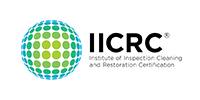 Logo for the Institute of Inspection Cleaning and Restoration Certification (IICRC), featuring a green and blue sphere.