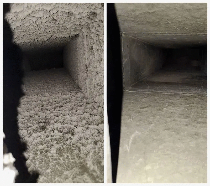 Commercial air duct cleaning before and after photos