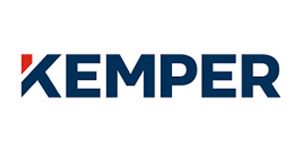 The kemper logo is blue and red on a white background.