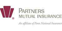 Partners Mutual Insurance logo with maroon icon and gray text on white background