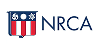 NRCA logo with navy letters and a red, white, and blue shield emblem