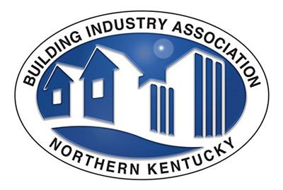 Building Industry Association Northern Kentucky logo with blue houses and vertical bars in an oval badge