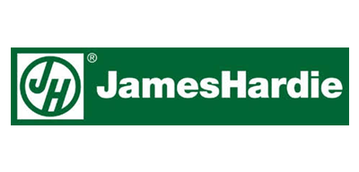 The logo for jameshardie is green and white.