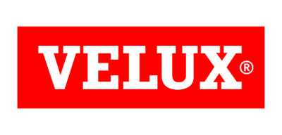 The velux logo is red and white on a white background.