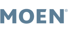 MOEN logo in blue-gray letters on a white background