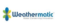 Weathermatic logo with blue and green flower icon and “Water Conserving Innovation” tagline