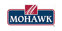 Mohawk logo: Blue rectangle with white text