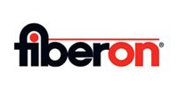 Fiberon logo: Black, red, and white text.