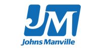 Logo of Johns Manville: blue rectangle with white
