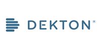 DEKTON logo in blue with a stylized stacked-line icon on a white background