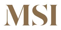 MSI logo in gold serif letters on a white background