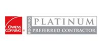 Owens Corning Platinum Preferred Contractor logo in red, gray, and silver