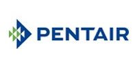 Pentair logo, featuring a dark blue arrow icon with a green and white geometric pattern, next to the company name.