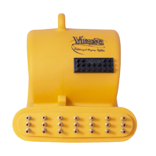 Yellow Viking water drying system with nozzles.