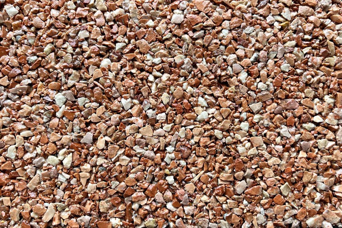 A close up of a pile of brown and white gravel.