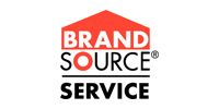 Brand Source logo with red house graphic, the word BRAND, SOURCE with a red O, and SERVICE.