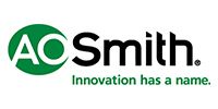 A. O. Smith logo with green “A O” circle and the tagline “Innovation has a name.”