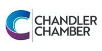 Chandler Chamber logo with teal and purple “C” icon and black text on white background