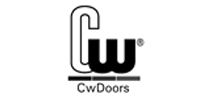 CwDoors logo in black and white with stylized letters and small registered trademark symbol