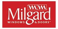 Milgard Windows & Doors logo on a red background