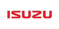 Isuzu logo in red, stylized text on white background.
