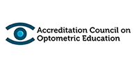 Logo of the Accreditation Council on Optometric Education, featuring a stylized eye with text.