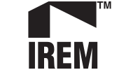 Logo of IREM, a real estate management organization, in black and white. The logo features a geometric shape and text.