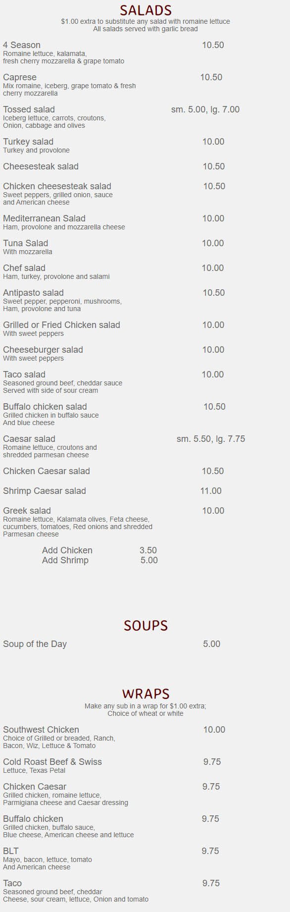 Salt and Pepper Italian Bistro and Pizza Menu Lancaster PA