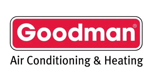 Goodman Air Conditioning & Heating logo: red rectangle with white text