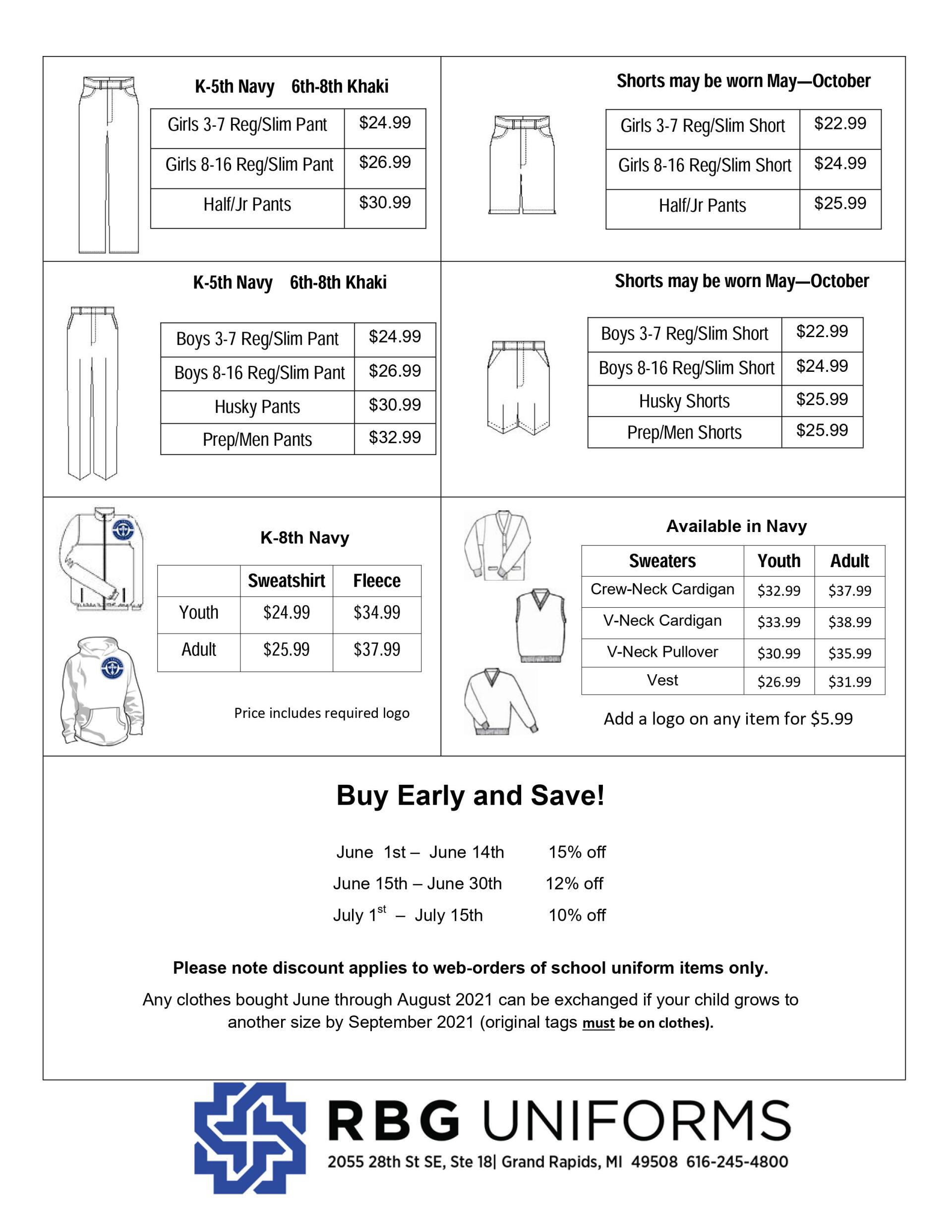 Holy Trinity School Uniforms Comstock Park, MI