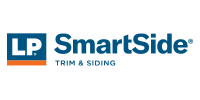 LP SmartSide trim and siding logo in blue and orange on a white background