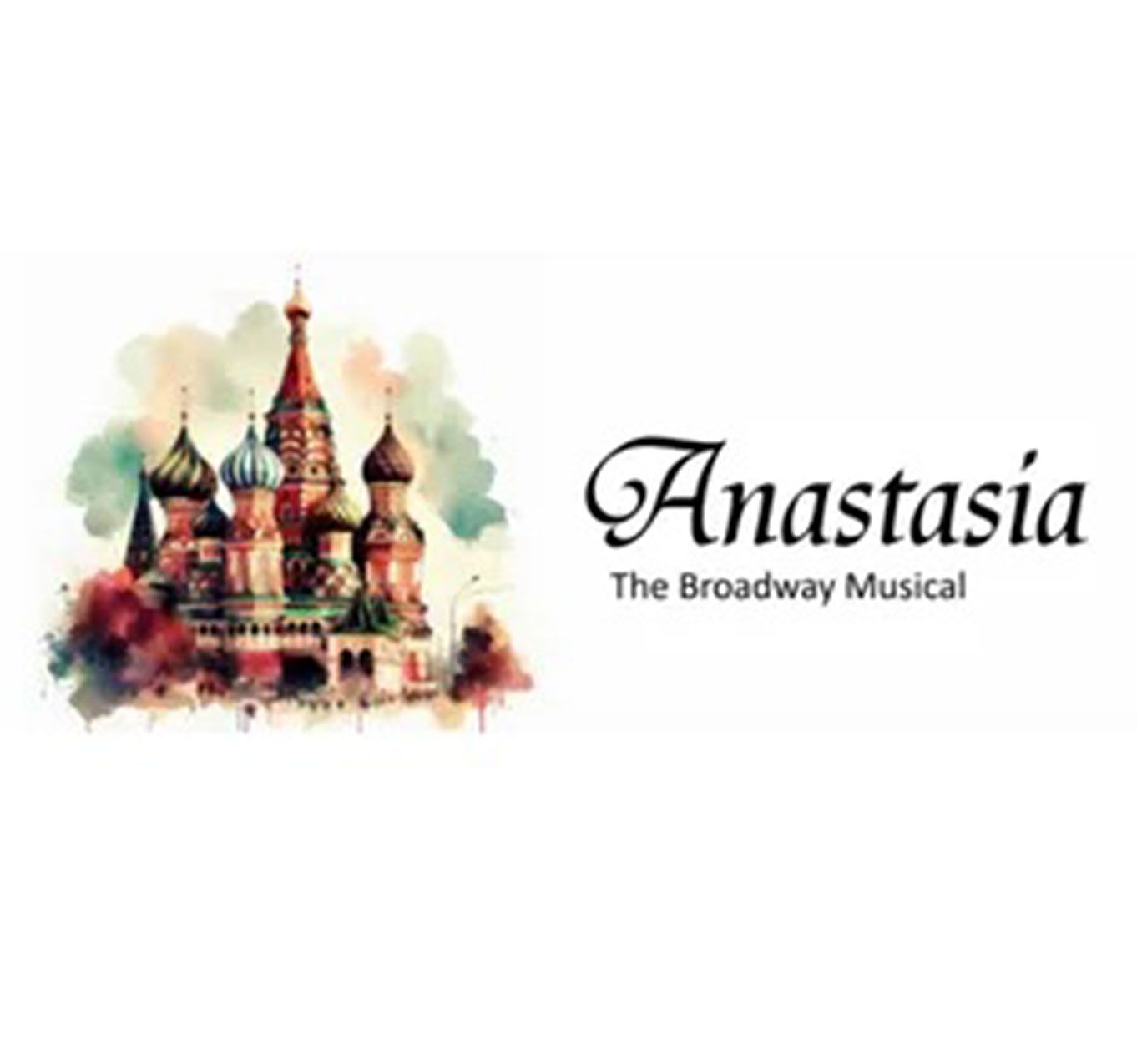 Watercolor painting of St. Basil's Cathedral with 