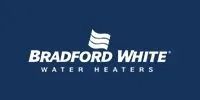The Bradford White Water Heaters logo: white text and a stylized water wave icon on a dark blue background.